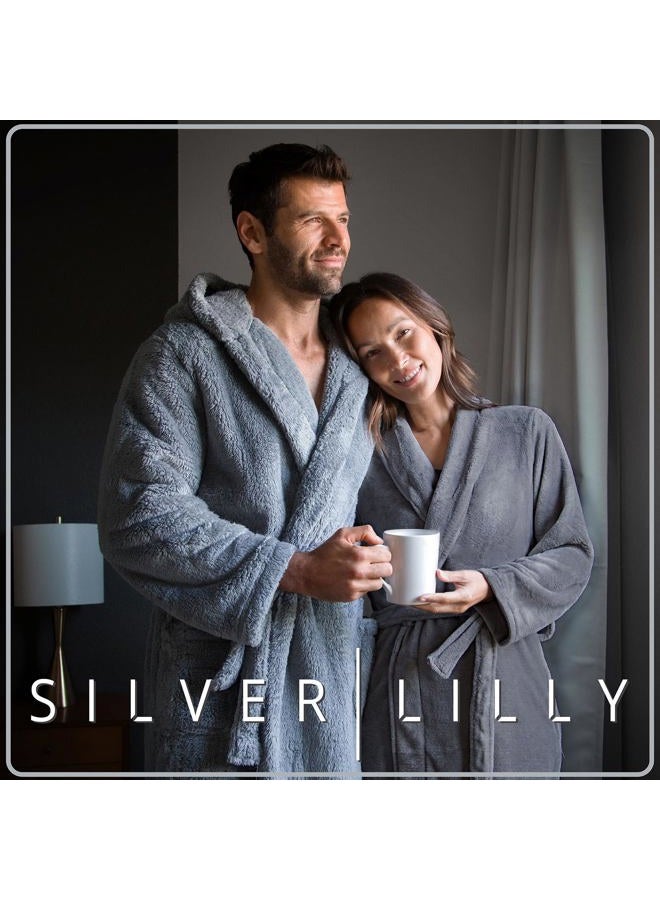 Silver Lilly Womens Plush Fleece Bath Robe, Fluffy Long Bathrobe, Great Gift for Mom, Grandma, Daughter, Sister, Wife, Friend, L-XL - Image 2