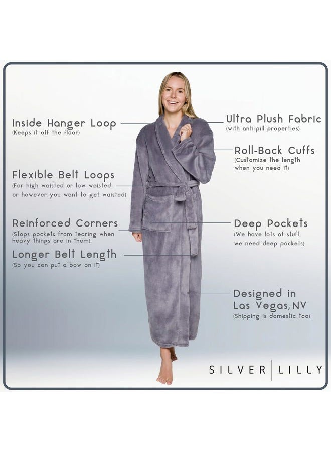 Silver Lilly Womens Plush Fleece Bath Robe, Fluffy Long Bathrobe, Great Gift for Mom, Grandma, Daughter, Sister, Wife, Friend, L-XL - Image 5
