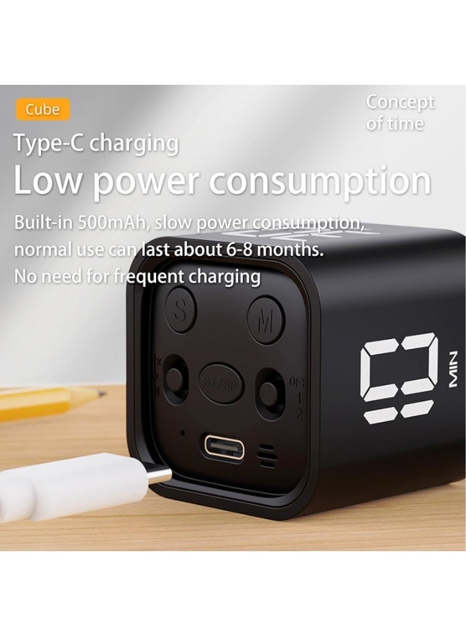 MJZ Productivity Cube Timer, 5/10/30/60 Min Presets + Custom Countdown, Flip Gravity Sensor Cube Timer, Silent/Vibrate/Sound Alarm, Pause & Resume Digital Clock, Desk Timer for Work, Study, Tasks, Kitchen - Image 5