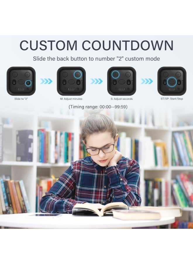MJZ Productivity Cube Timer, 5/10/30/60 Min Presets + Custom Countdown, Flip Gravity Sensor Cube Timer, Silent/Vibrate/Sound Alarm, Pause & Resume Digital Clock, Desk Timer for Work, Study, Tasks, Kitchen - Image 4