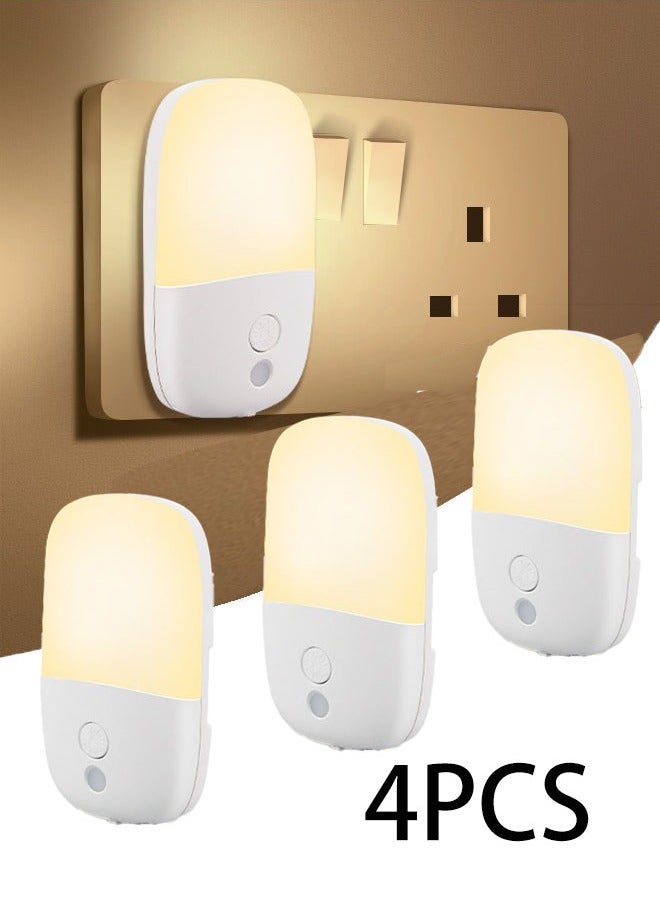 مجموعة من 4 مصباح ليلي قابل للتعتيم مزود بمستشعر حركة، مصابيح ليلية يمكن توصيلها بالحائط، اضاءه جداريه LED قابل للتعديل السطوع لغرفة نوم الأطفال والحمام والممر والمطبخ والسلالم - Image 1