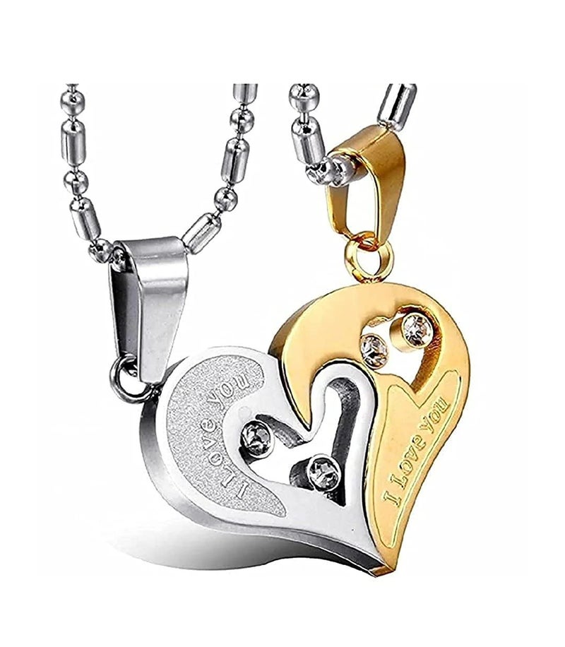 AJS Unisex Golden Silver Stainless Steel Heart Locket Pendant - Image 1