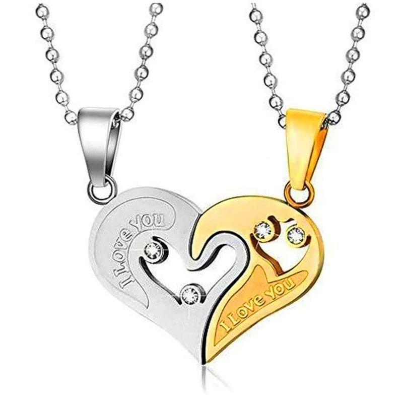 AJS Unisex Golden Silver Stainless Steel Heart Locket Pendant - Image 2