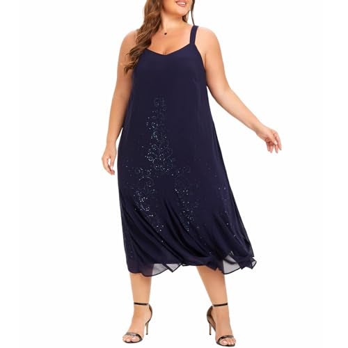 WTJIAPAI Plus Size Jacket Dress Suits 2 Piece Chiffon Sets Delicate Rhinestone Pattern Mother of Bride Dresses for Wedding Blue - Image 5