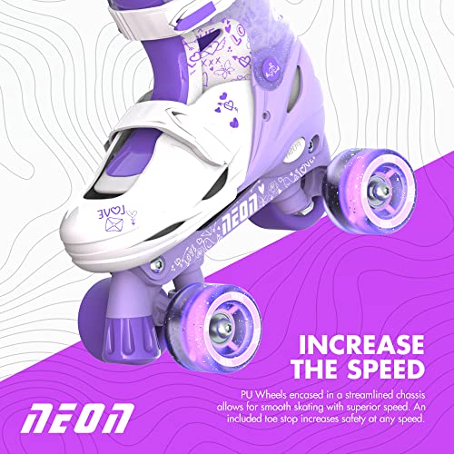 Yvolution Neon Combo Skates | 2-1 Quad and Inline Skates for Kids with LED Wheels | Adjustable Sizing (Purple, 12-2),NT09L1 - Image 4