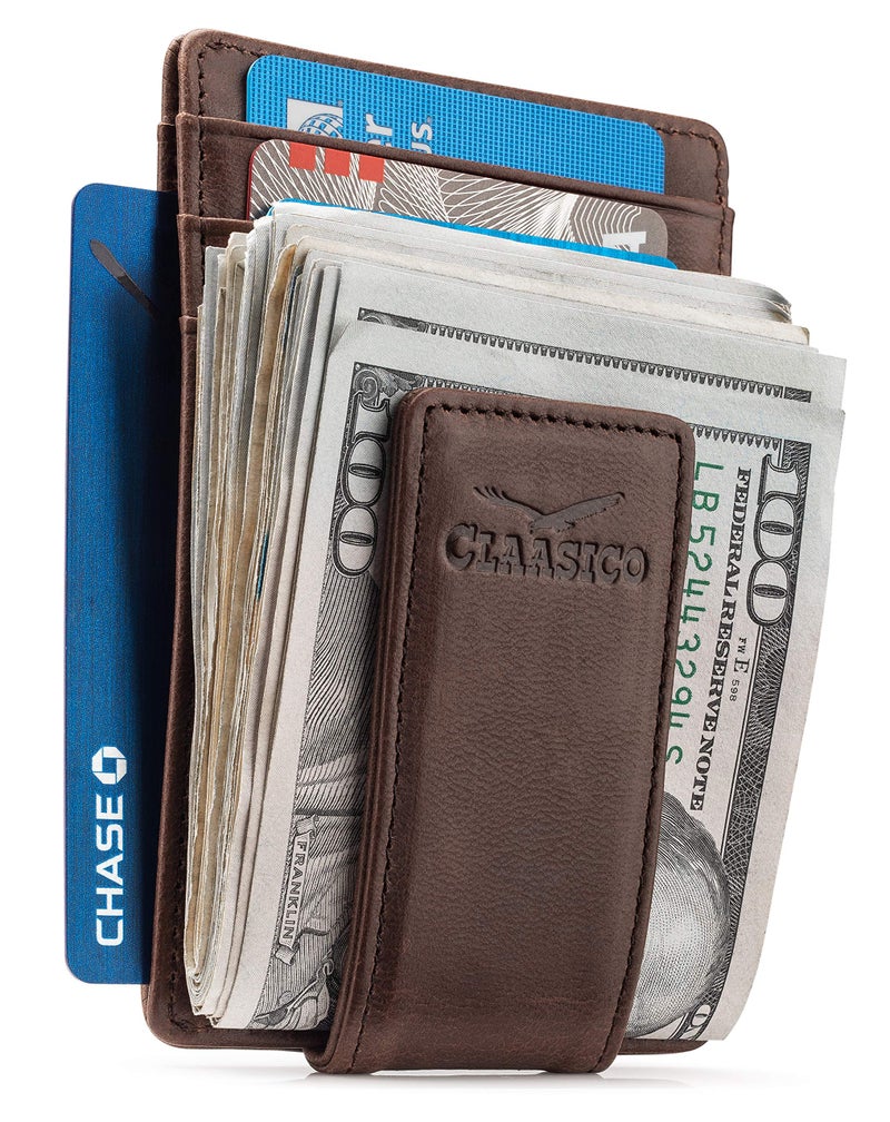 Claasico Money Clip Leather Wallet For Men Slim Front Pocket RFID Blocking with Super Strong Magnetic - Image 1