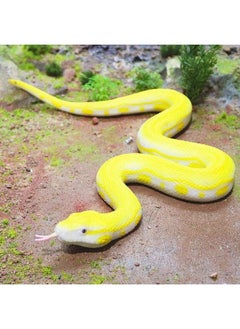 Sienon Realistic Fake Snakes Toy Soft Rubber Snake Figure Garden Snake Scare Birds And Squirrels Python Action Model Snake Toy Figurines Stress Relief Toys Halloween Prank Props (Python)  - Image 5