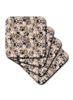 3DROSE Cst_56044_1 Paw Printssoft Coasters Set Of 4  - Image 1