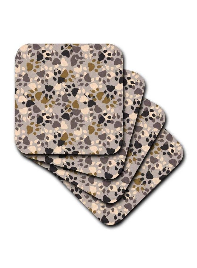 3DROSE Cst_56044_1 Paw Printssoft Coasters Set Of 4 - Image 2