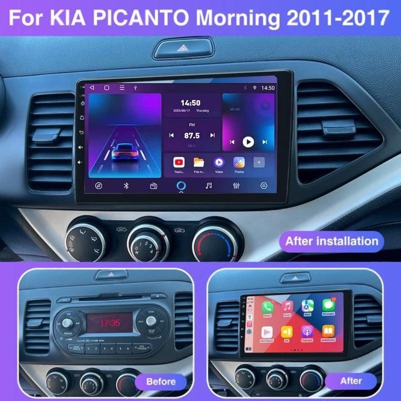 Vierex Fit Kia Picanto Car Stereo kia picanto Kia Morning Android Screen 2011-2016 With Apple Carplay Android Auto Wireless WiFi DSP FM&AM BT AHD Camera Included Fast Interface (4+32GB Carplay 8CORE) - Image 2