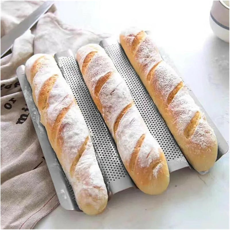 Pan French Bread Baking Mould Bakeware Groove Waves Mold Cake Oven Pastry Tray Dishes Cooking Accessories Toaster Tool(3 Groove Black) - Image 3