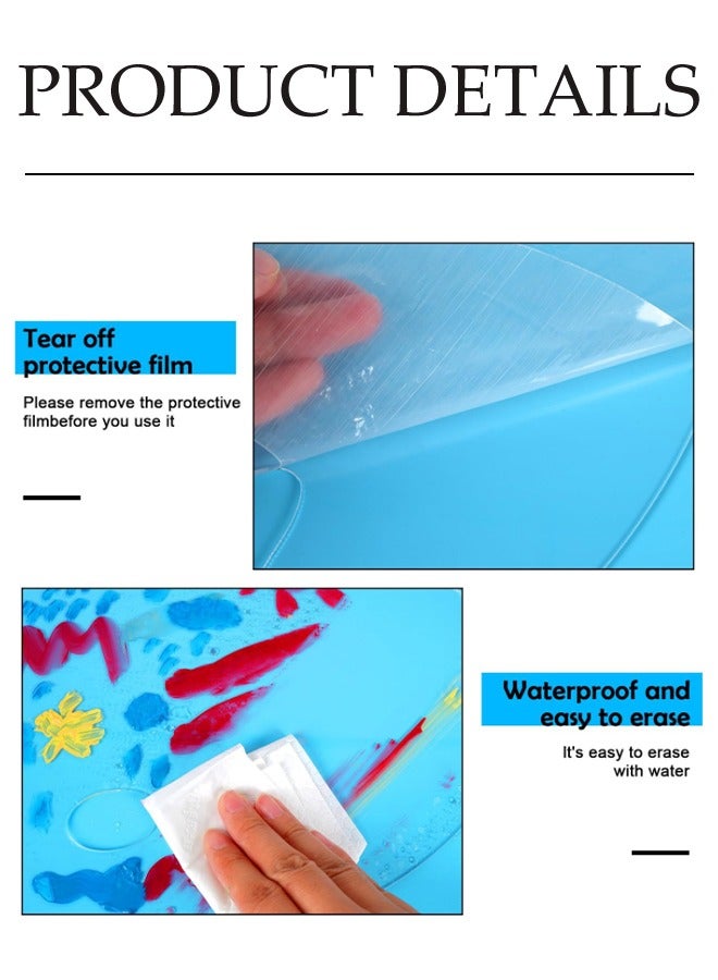 2PCS Acrylic Painting Palette Oil Paint Palette Oval Shaped Painting Palette with Thumb Hole Modern style Oval Shape Artist Mixing Wooden Tray for Acrylic Watercolor Oil Paint DIY Art Craft Painting - Image 2