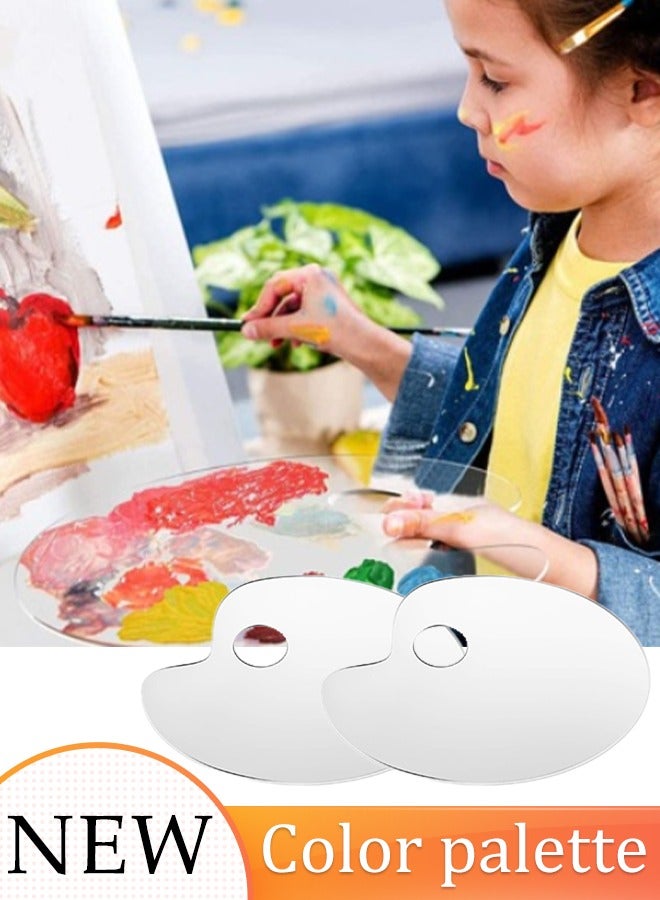 2PCS Acrylic Painting Palette Oil Paint Palette Oval Shaped Painting Palette with Thumb Hole Modern style Oval Shape Artist Mixing Wooden Tray for Acrylic Watercolor Oil Paint DIY Art Craft Painting - Image 1