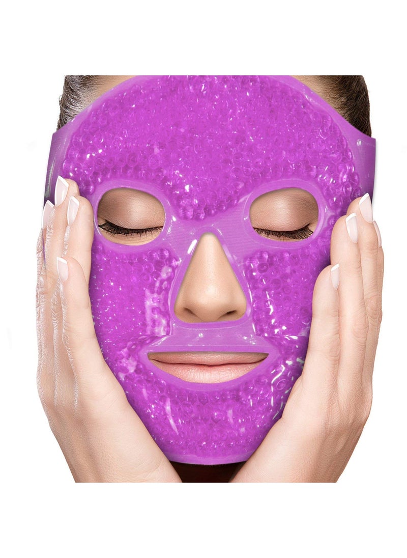 Perfecore Facial Mask Get Rid of Puffy Eyes Migraine Relief Sleeping Travel Therapeutic Hot Cold Compress Pack Gel Beads Spa Therapy Wrap for Sinus Face Puffiness Headaches Gel Mask 