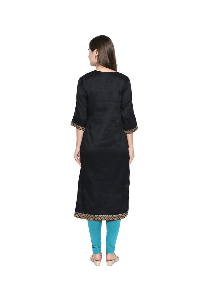 ARCHATTIRE Black Art Silk Kurti Top for Women - Image 5
