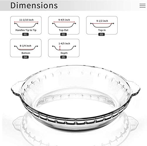 ARUZEN 700ml Glass Pie Plate Round Glass Pie Pan with Handles Shallow Pie Baking Dish for Apple Pie Pumpkin Pie and Quiche - Image 3