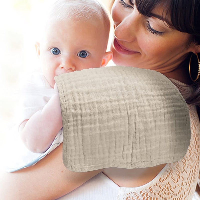Yoofoss Muslin Burp Cloths for Baby 10 Pack 100% Organic Cotton Baby Washcloths for Boys Girls Large 20''X10'' Super Soft and Absorbent Apricot White - Image 3