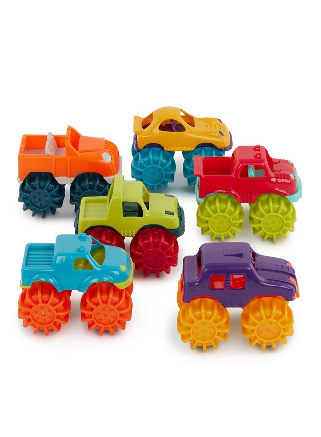Battat - Plastic Toy Cars - 6-Pack & Storage Bag - Colorful Toddler Trucks - Easy To Clean - 2 Years + - Mini Monster Trucks - Image 1