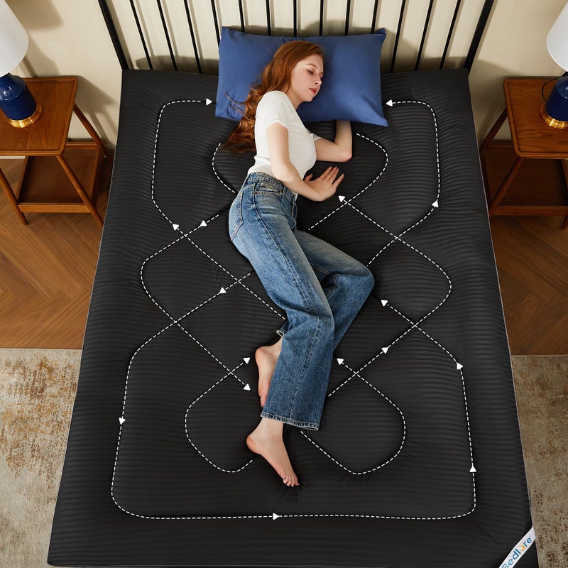 BEDLORE King Mattress Topper, Thick Pillow Top Pad for Back Pain Relief, Soft Mattress Cover with Deep Pockets 6-18 inch(Black) - Image 5