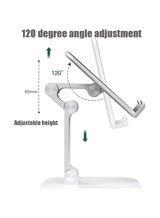 HOOKOR Adjustable Height and Angle Cell Phone Stand for Desk Foldable Holder, Taller iPhone Stand Compatible 4-11 Inch All Mobile Phone/iPad, White, (51-3) - Image 2