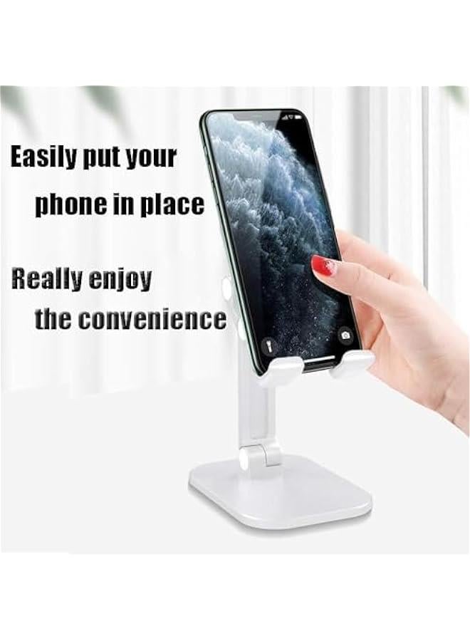 HOOKOR Adjustable Height and Angle Cell Phone Stand for Desk Foldable Holder, Taller iPhone Stand Compatible 4-11 Inch All Mobile Phone/iPad, White, (51-3) - Image 5