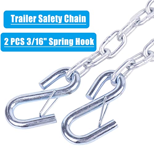 Tnyeobae 48" Trailer Safety Chain with 3/16" Spring Hook,Grade-30 Metal Safety Chain Kit 2000 lbs(pack of 2) - Image 2