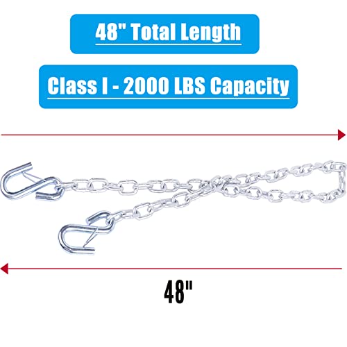 Tnyeobae 48" Trailer Safety Chain with 3/16" Spring Hook,Grade-30 Metal Safety Chain Kit 2000 lbs(pack of 2) - Image 4