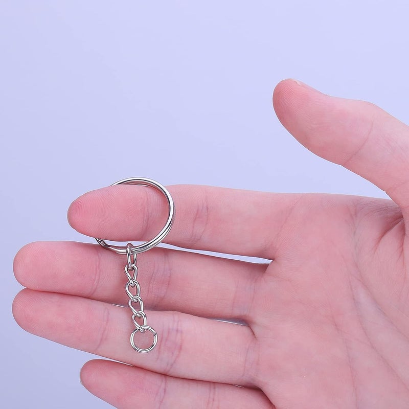 Hautoco 100pcs Keychain Rings with Chain and Jump Rings, 1 inch Split Key Ring with Chain Heavy-Duty Keychain Rings Bulk for Craft Making Jewelry Making Keyrings Kit - Image 5