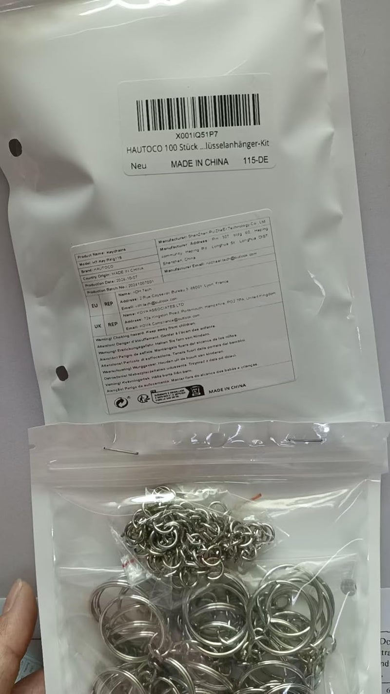 Hautoco 100pcs Keychain Rings with Chain and Jump Rings, 1 inch Split Key Ring with Chain Heavy-Duty Keychain Rings Bulk for Craft Making Jewelry Making Keyrings Kit - Image 2