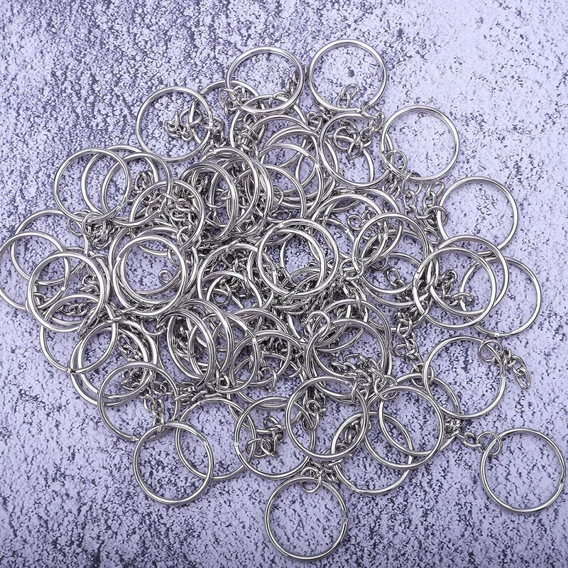 Hautoco 100pcs Keychain Rings with Chain and Jump Rings, 1 inch Split Key Ring with Chain Heavy-Duty Keychain Rings Bulk for Craft Making Jewelry Making Keyrings Kit - Image 4