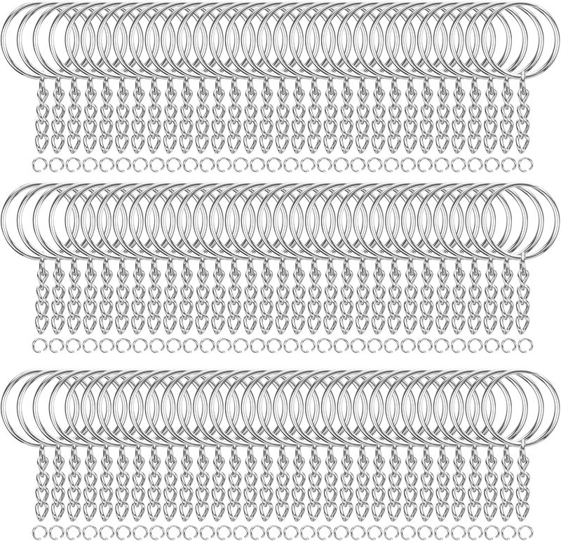 Hautoco 100pcs Keychain Rings with Chain and Jump Rings, 1 inch Split Key Ring with Chain Heavy-Duty Keychain Rings Bulk for Craft Making Jewelry Making Keyrings Kit - Image 1