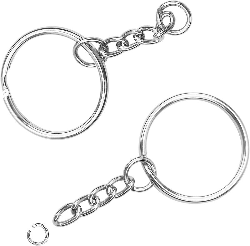 Hautoco 100pcs Keychain Rings with Chain and Jump Rings, 1 inch Split Key Ring with Chain Heavy-Duty Keychain Rings Bulk for Craft Making Jewelry Making Keyrings Kit - Image 3