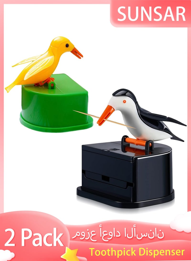 SUNSAR 2 Pcs Toothpick Dispenser Woodpecker Toothpick Holder Cute Funny Plastic Bird Kitchen Accessories - Image 1