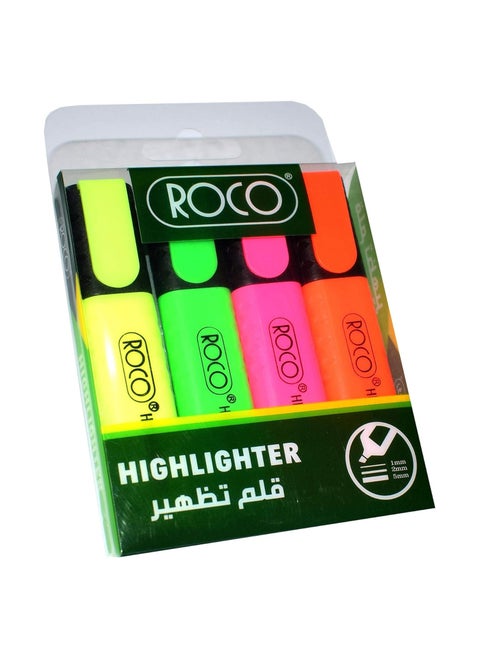Roco Chisel Tip Highlighter Set of 4 Colors