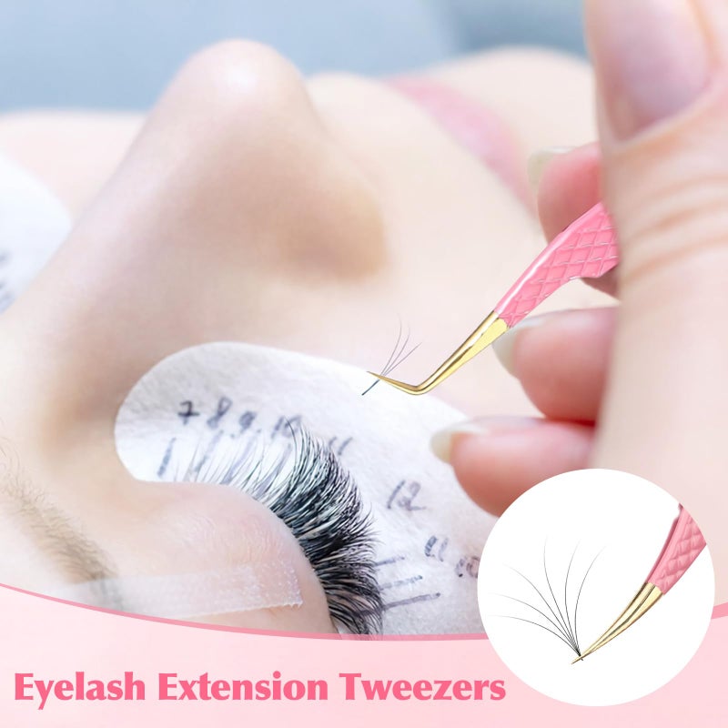 Kerros 2PCS Professional Lash Tweezers Set, Bent & Straight Tip Precision Eyelash Extension Tweezers for False Lashes, Non-Slip Grip - Image 3