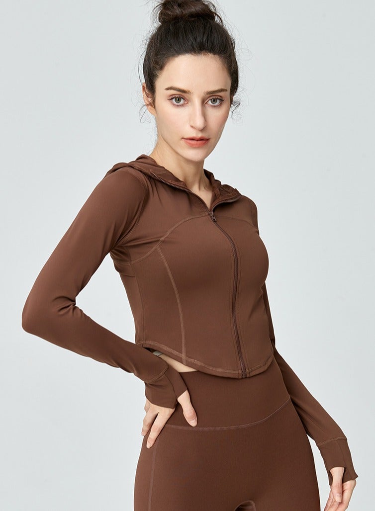 NIBEMINENT Women's Workout Jackets Lightweight Running Jacket Full Zip Track Tops Sportswear with Thumb Holes,Long Sleeve Workout Yoga Jacket - Image 2