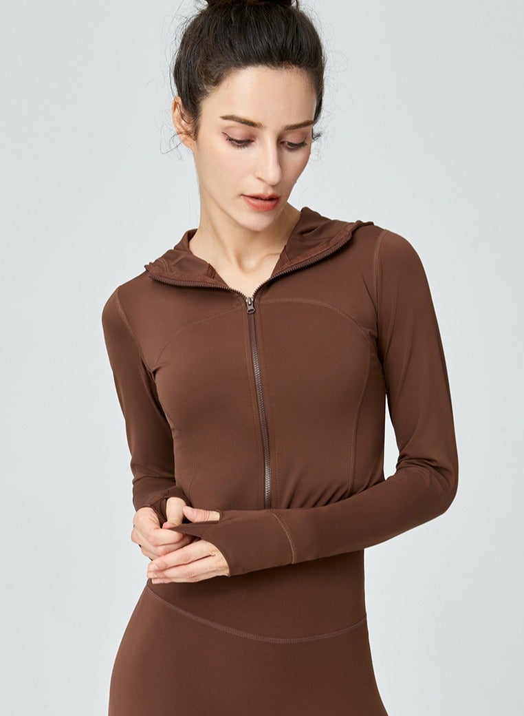 NIBEMINENT Women's Workout Jackets Lightweight Running Jacket Full Zip Track Tops Sportswear with Thumb Holes,Long Sleeve Workout Yoga Jacket - Image 5