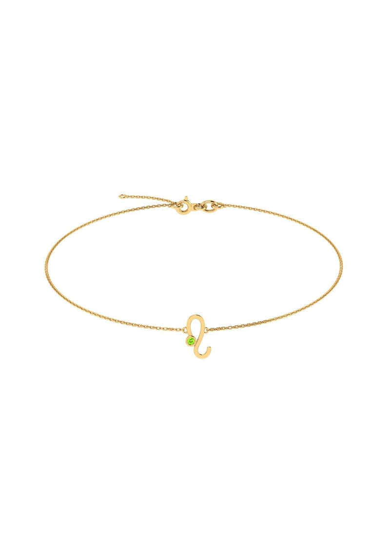 Capri Gold Capri Gold 18K White Gold Leo Zodiac Sign Bracelet with Peridot 
