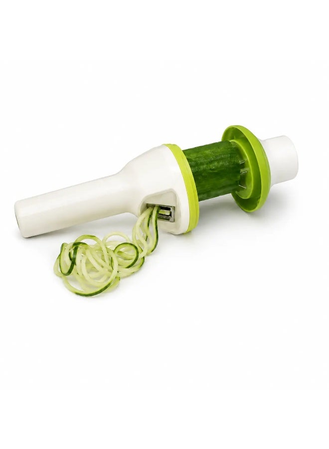 Danny Home Handheld Vegetable Spiralizer with 3 Interchangeable Blades, Manual Spiral Slicer for Cucumber, Zucchini & Vegetables, Easy Twist Vegetable Noodle Cutter, White & Green - Image 1