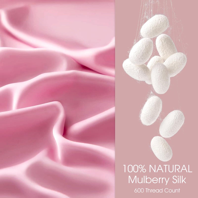 WLOSJ 100% Silk Pillowcase for Hair and Skin Toddler Size 2 Pack Mulberry Silk Pillow Case 14 x 19 Inches Highest 6A Silk Kids/Travel Pillow Cover Soft Breathable Cooling with Hidden Zipper  Pink - Image 2