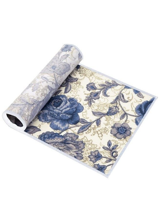 mookaitedecor Cotton Table Runner Blue Flower Table Runners For Dinner Parties Weddings Decor & Everyday Use 12 X 52 Inch  - Image 5