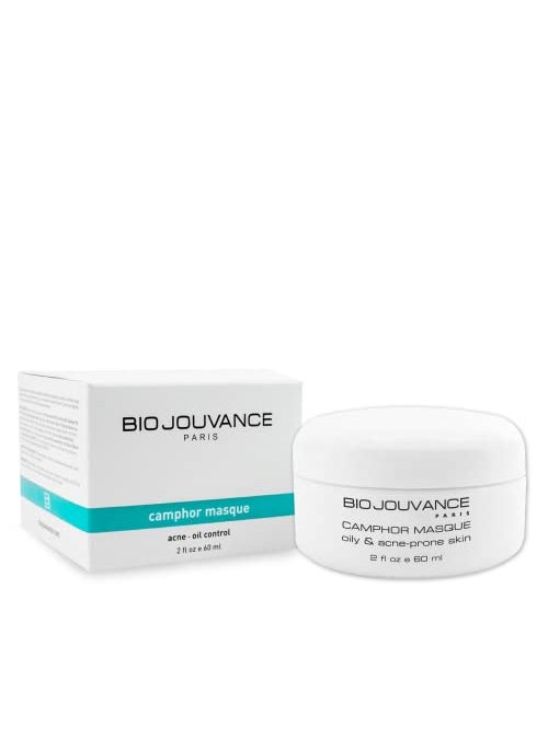 BIO JOUVANCE PARIS BIO JOUVANCE PARIS - Camphor Mask 2oz / 60ml - For Normal/Oily/Acne-Prone Skin | Eliminate Acne Breakouts | Minimizes Large Pores | Weekly Facial Skin Care Treatment Regimen | Made in France 