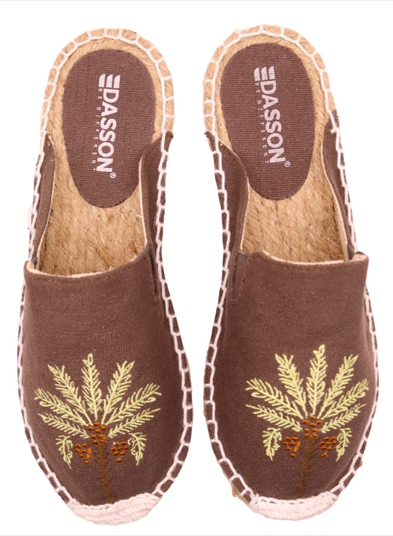 Dasson Embroidered Palm Tree Espadrilles (Dark Brown)  - Image 3