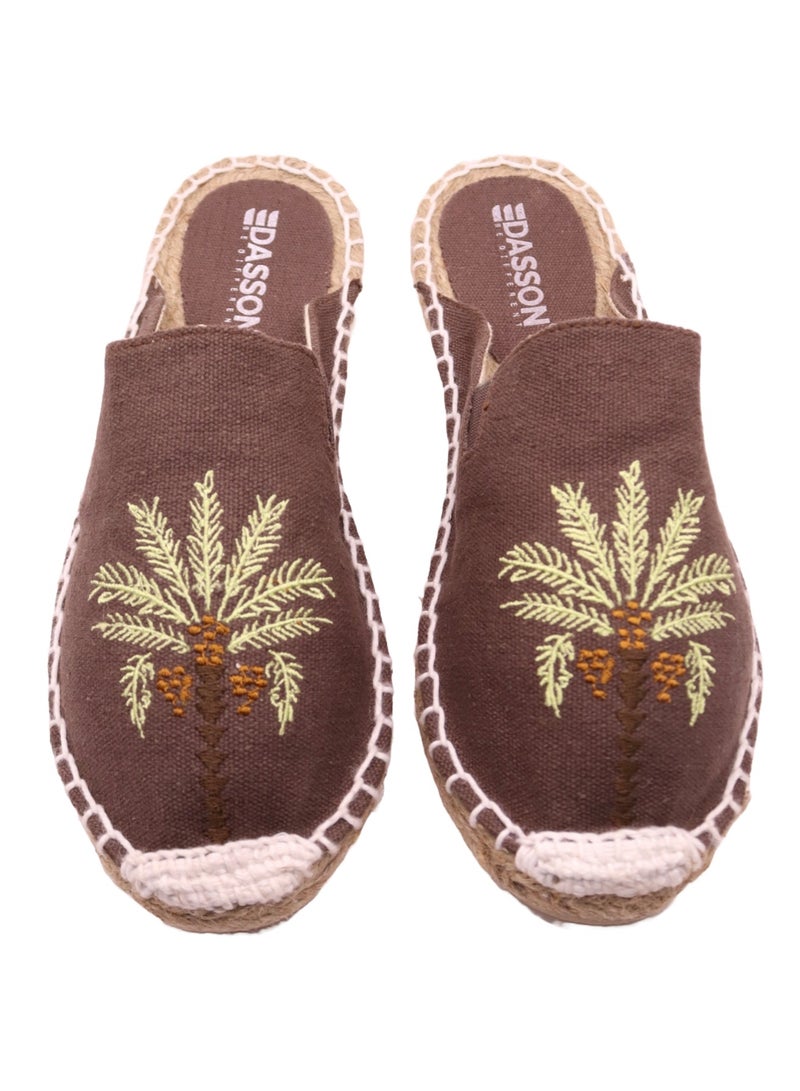 Dasson Embroidered Palm Tree Espadrilles (Dark Brown)  - Image 4