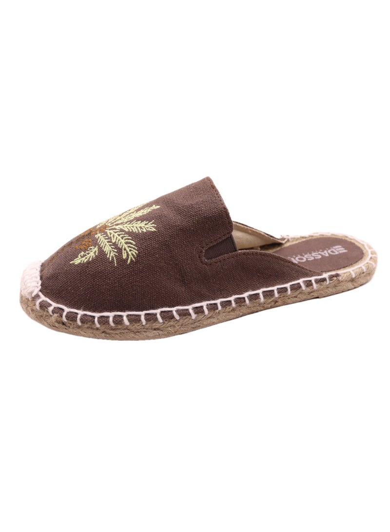 Dasson Embroidered Palm Tree Espadrilles (Dark Brown)  - Image 1