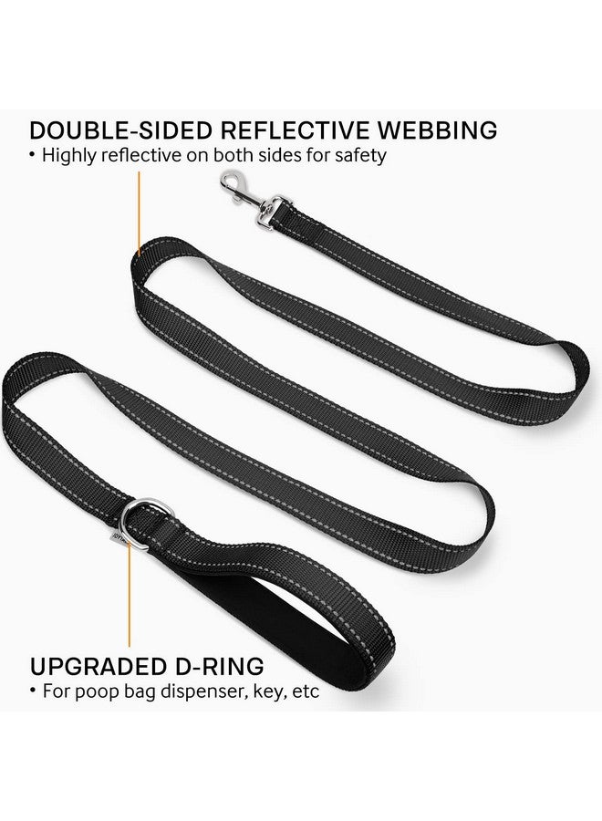 Joytale Joytale Double-Sided Reflective Dog Leash, 6 FT/5 FT/4 FT, Padded Handle Nylon Heavy Duty Leashes for Medium & Large Dogs Walking, Black, 6FT  - Image 2