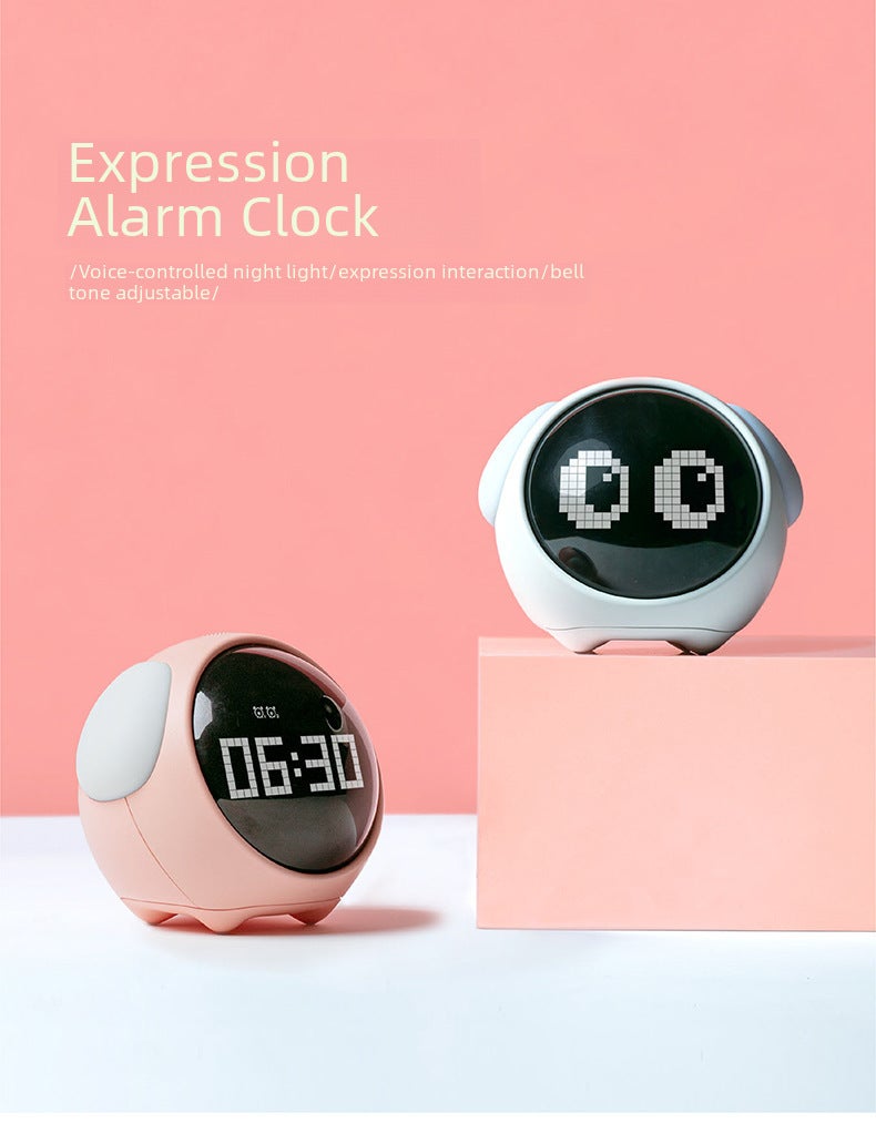 Cartoon Expression Children'S Small Alarm Clock Intelligent Student Bedside Led Light Charging Multifunctional Electronic Digital Clock - Image 5