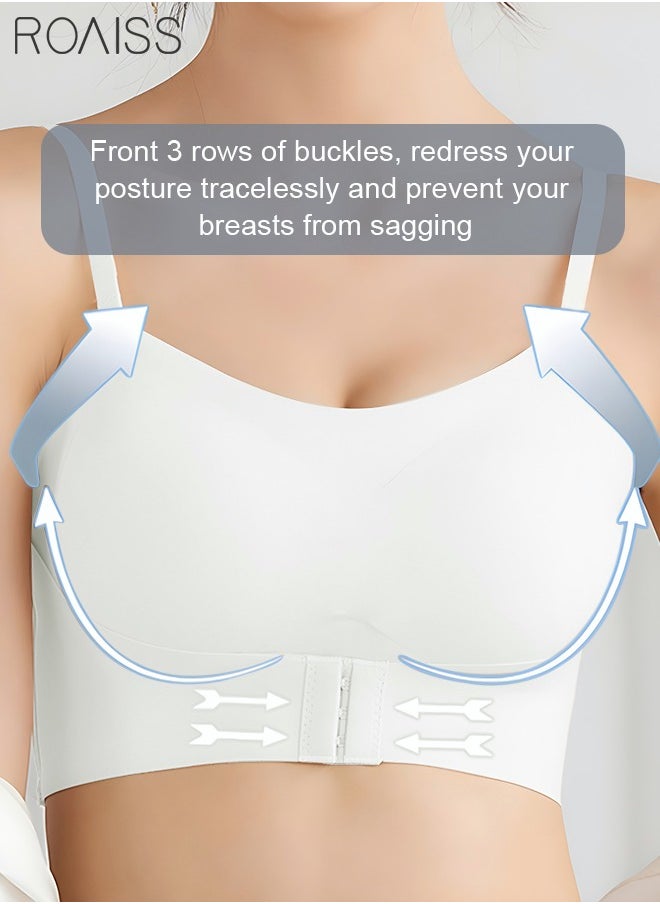roaiss - Women's Strapless Bralette Tube Top Bras Lightweight Gathered Seamless Low-cut Backless for Wedding Dress Air Invisible Bra Sweet Comfort Underwear Soft Push Up Lingerie White - Image 1