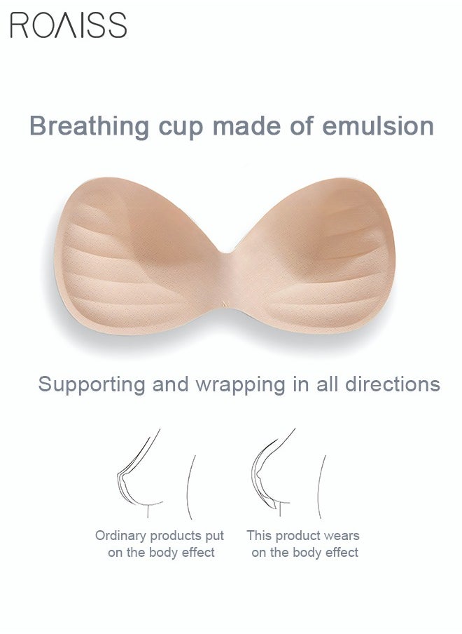 roaiss - Women's Strapless Bralette Tube Top Bras Lightweight Gathered Seamless Low-cut Backless for Wedding Dress Air Invisible Bra Sweet Comfort Underwear Soft Push Up Lingerie White - Image 1