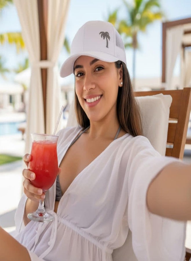 LINDO Trucker Hat [ Palm Tree - White ] - Image 3